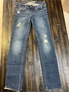 Hollister Distressed Dark Blue Boot Cut Jeans